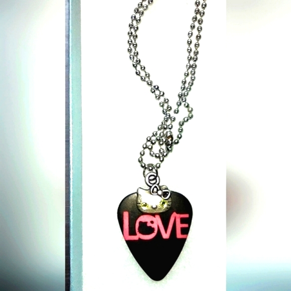 Hello Kitty Guitar Pick Layered Pendant Necklace - Picture 1 of 14